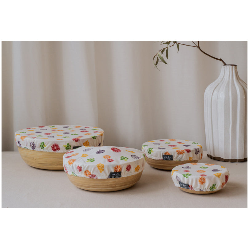 Cuffia in tessuto non cerato "Verdura & Frutta", in confezione assortita da 3 pezzi cm Ø20/25/30