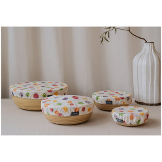 Cuffia in tessuto non cerato "Verdura & Frutta", in confezione assortita da 3 pezzi cm Ø20/25/30