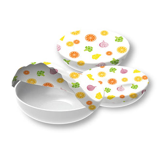 Cuffia in tessuto non cerato "Verdura & Frutta", in confezione assortita da 3 pezzi cm Ø20/25/30