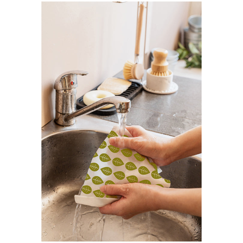 Rotolo fogli assorbenti in bambù "Leaves" riutilizzabili, 40 fogli cm Ø8x25