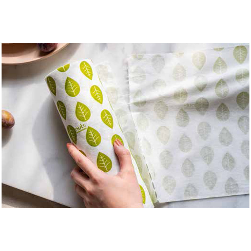 Rotolo fogli assorbenti in bambù "Leaves" riutilizzabili, 40 fogli cm Ø8x25