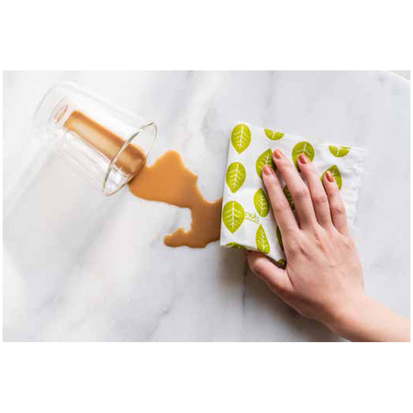 Rotolo fogli assorbenti in bambù "Leaves" riutilizzabili, 40 fogli cm Ø8x25