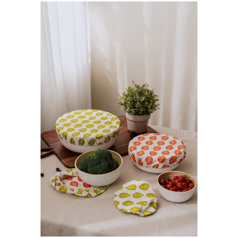 Cuffia in tessuto non cerato "Leaves", in confezione assortita da 3 pezzi cm Ø20/25/30