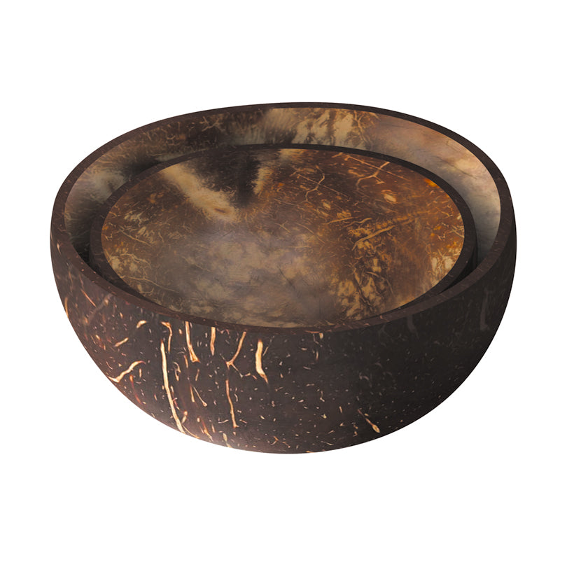 Ciotola di cocco tonda, confezione assortita da 2 pezzi cm Ø14x6/12x6
