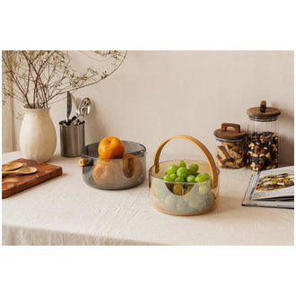 Insalatiera/Fruttiera con manico in legno cm Ø20x9,5