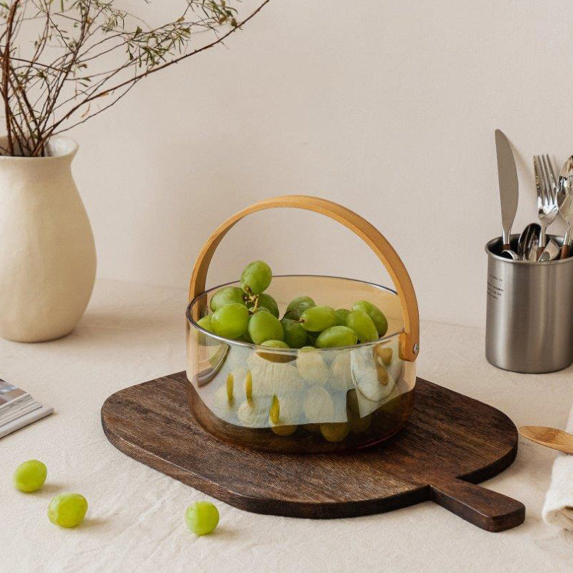 Insalatiera/Fruttiera con manico in legno cm Ø20x9,5