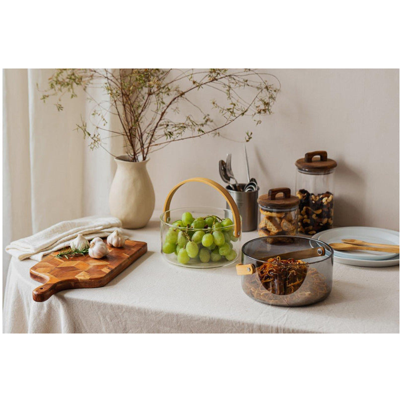 Insalatiera/Fruttiera con manico in legno cm Ø20x9,5