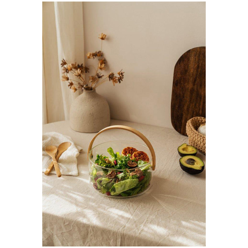 Insalatiera/Fruttiera con manico in legno cm Ø20x9,5