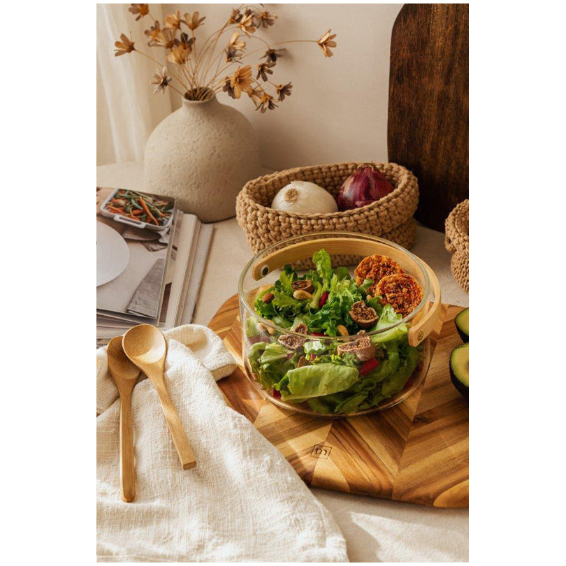 Insalatiera/Fruttiera con manico in legno cm Ø20x9,5