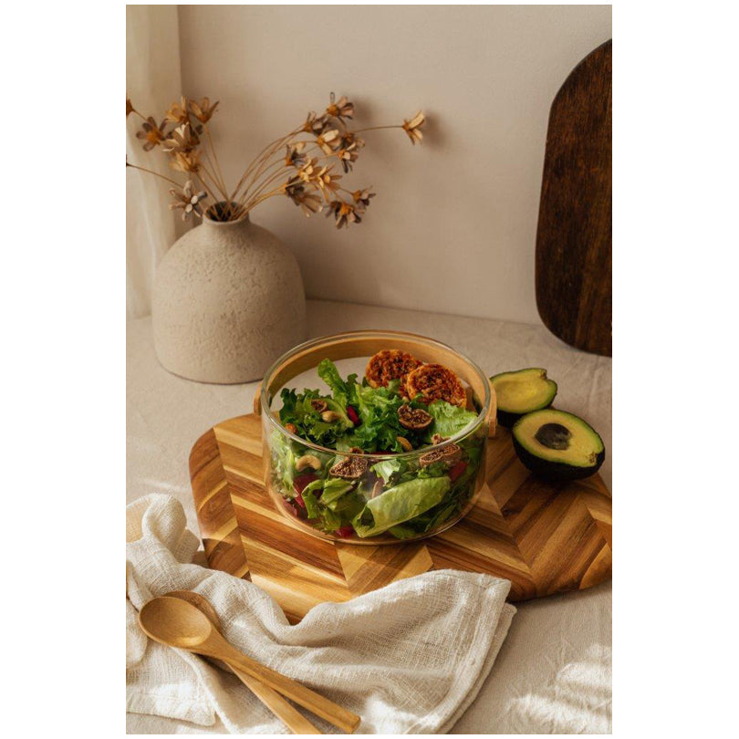 Insalatiera/Fruttiera con manico in legno cm Ø20x9,5