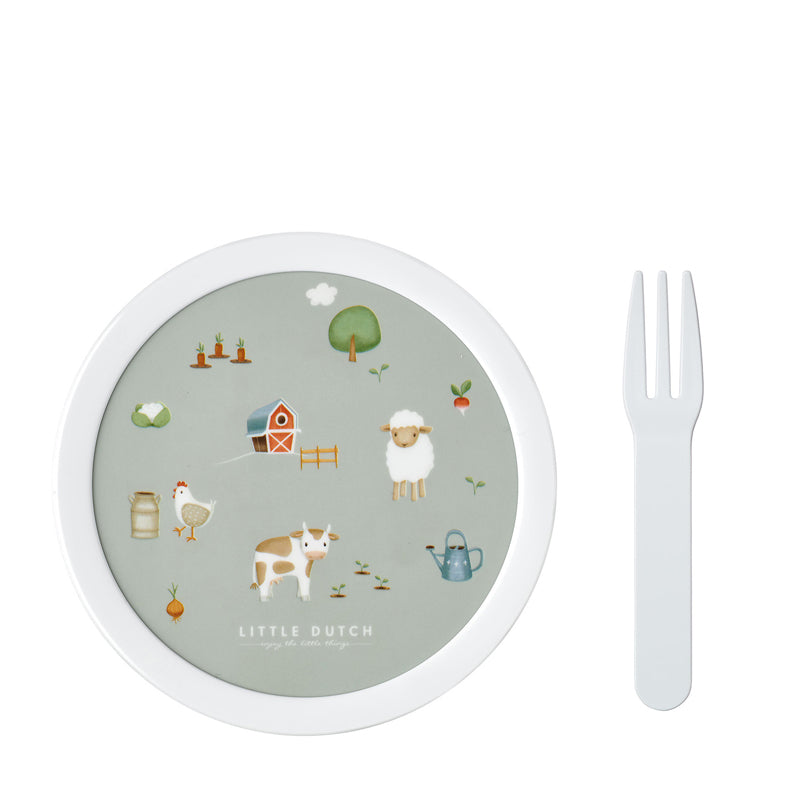 Contenitore frutta con forchetta "Campus - Little Farm" ml 300/cm Ø6,7x10,4