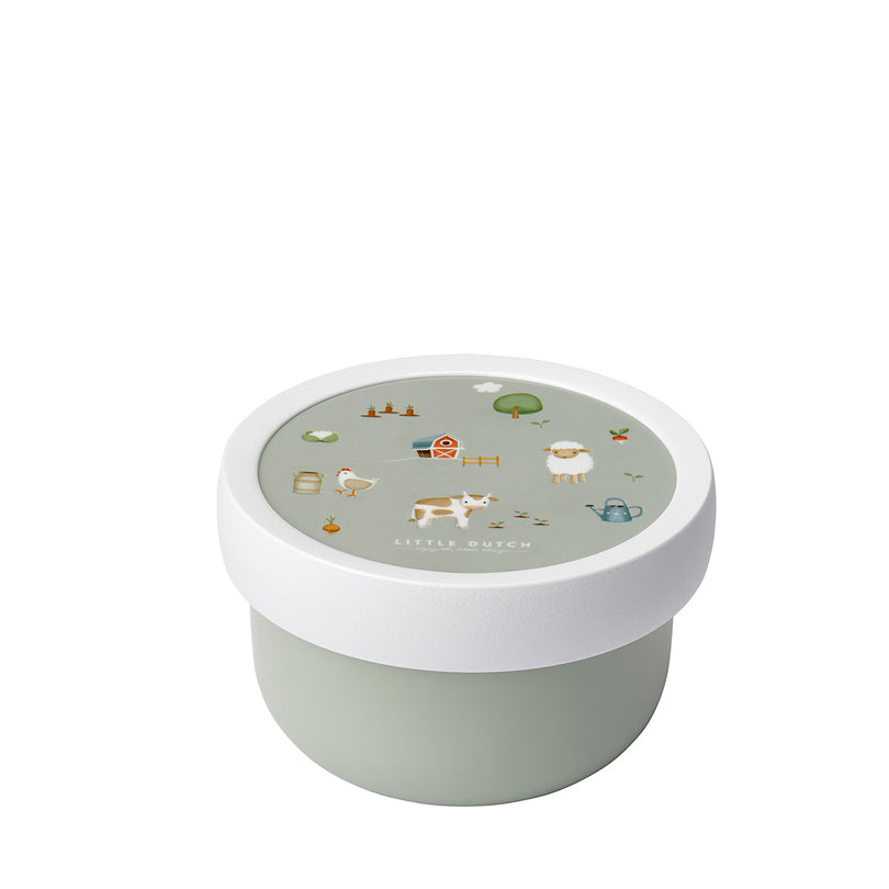 Contenitore frutta con forchetta "Campus - Little Farm" ml 300/cm Ø6,7x10,4