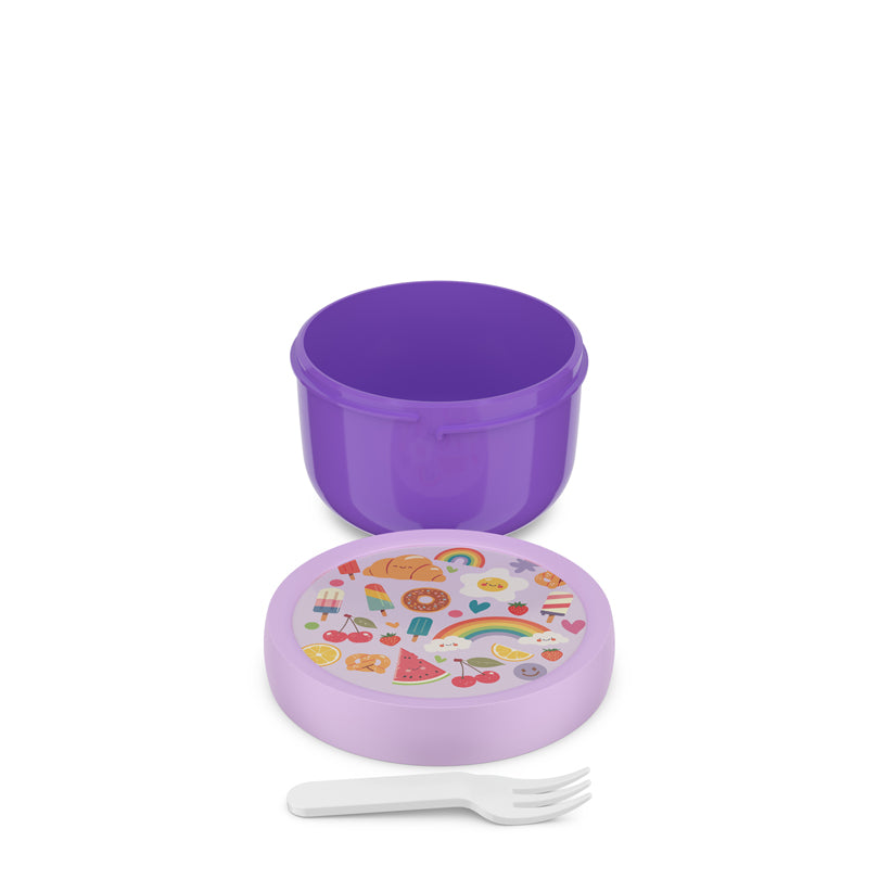 Contenitore frutta con forchetta "Campus - Food Fest" ml 300/cm Ø6,7x10,4