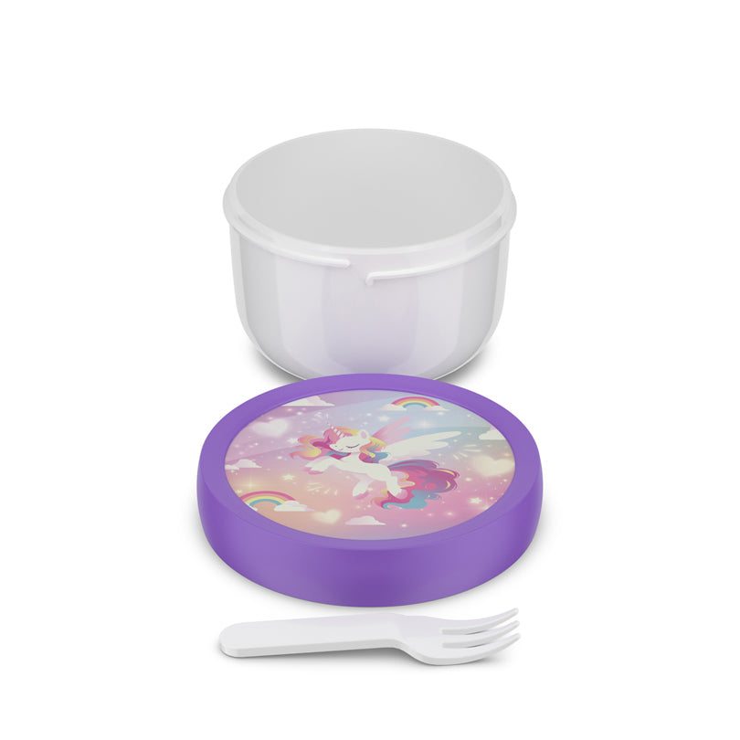 Contenitore frutta con forchetta "Campus - Unicorn Glow" ml 300/cm Ø6,7x10,4
