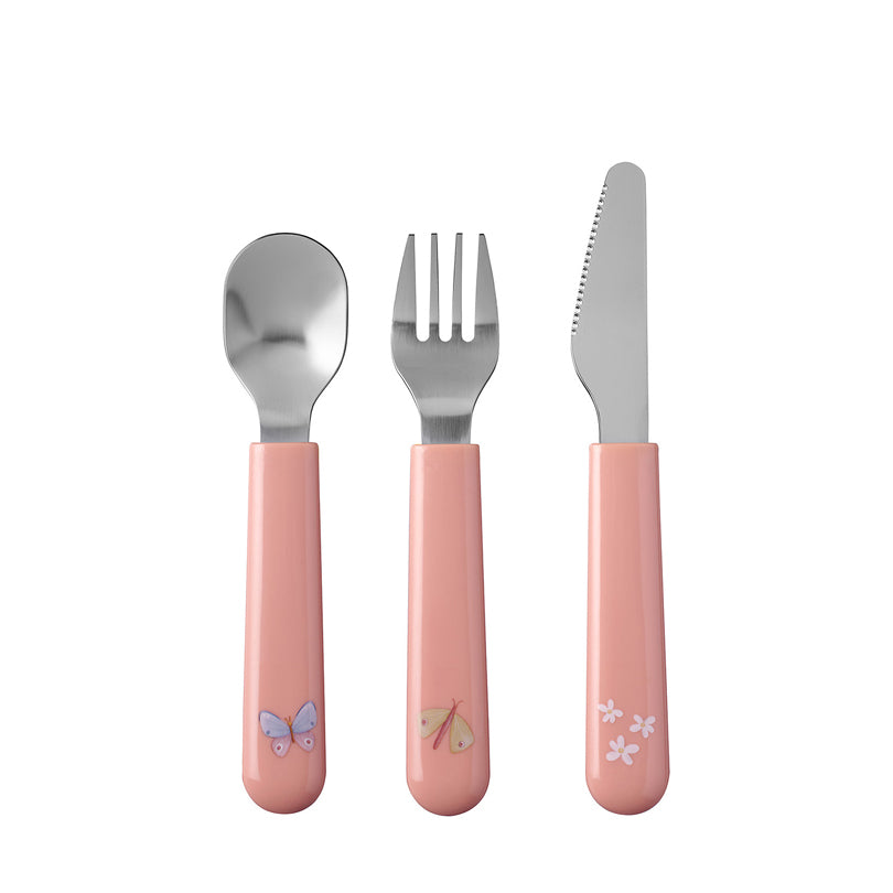 Posate per bambini "Mio - Flowers & Butterflies", confezione 3 pezzi cm 16,5