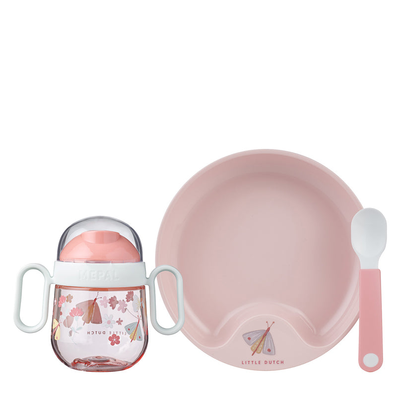 Set pappa per neonati "Mio - Flowers & Butterflies", confezione 3 pezzi cm 20x10,5x18