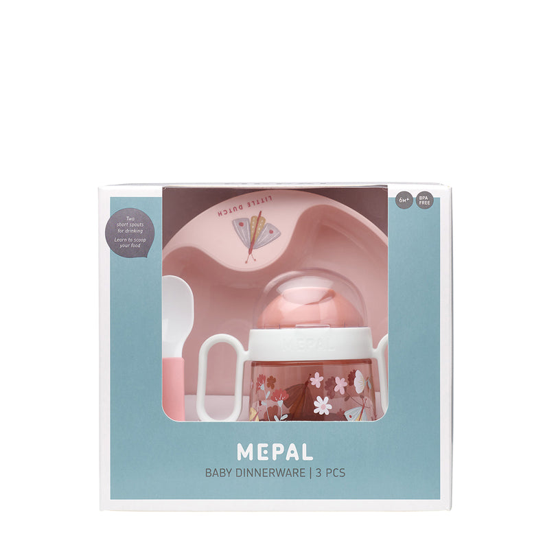 Set pappa per neonati "Mio - Flowers & Butterflies", confezione 3 pezzi cm 20x10,5x18