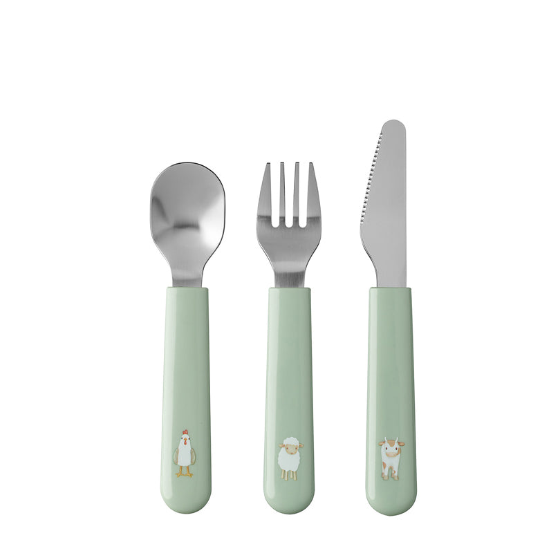 Posate per bambini "Mio - Little Farm", confezione 3 pezzi cm 1,7X19,3