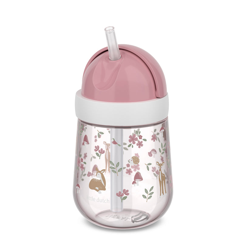 Bicchiere con cannuccia per bambini "Mio - Fairy Garden" ml 300/cm Ø8x19,8