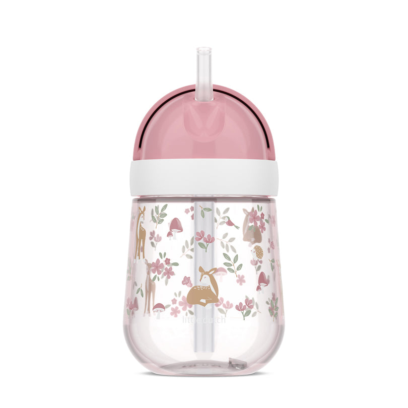 Bicchiere con cannuccia per bambini "Mio - Fairy Garden" ml 300/cm Ø8x19,8