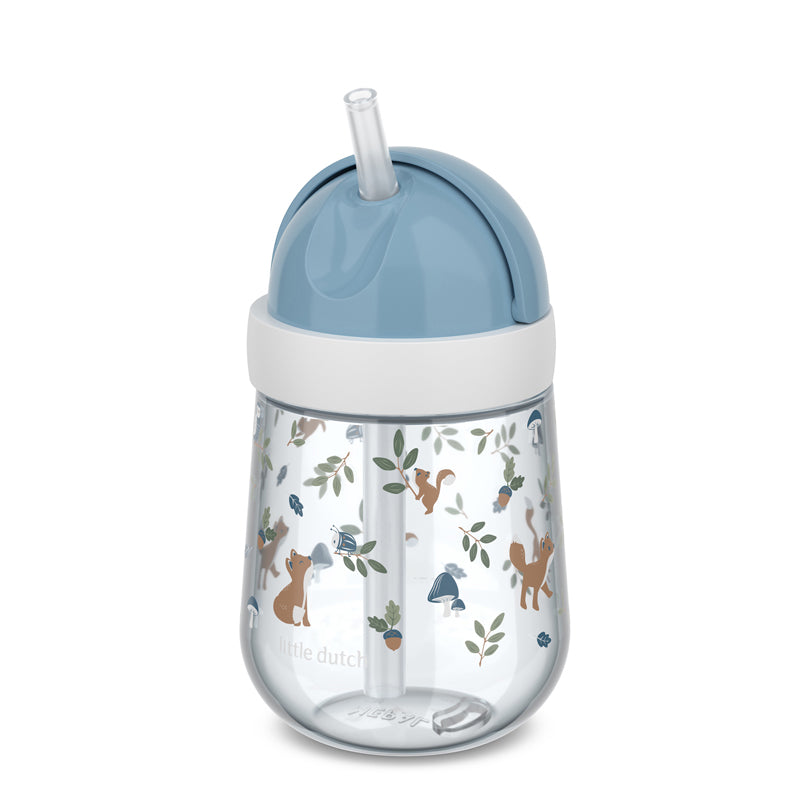 Bicchiere con cannuccia per bambini "Mio - Forest Friends" ml 300/cm Ø8x19,8