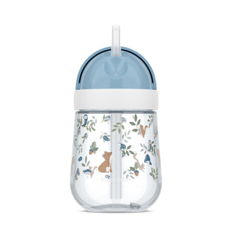 Bicchiere con cannuccia per bambini "Mio - Forest Friends" ml 300/cm Ø8x19,8