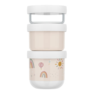 Contenitore porta snack sovrapponibile "Mio - Sunshine & Rainbow", confezione assortita 3 pezzi cm Ø8,6x17,9