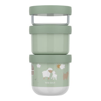 Contenitore porta snack sovrapponibile "Mio - Little Farm", confezione assortita 3 pezzi cm Ø8,6x17,9