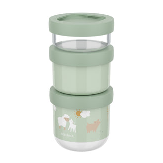 Contenitore porta snack sovrapponibile "Mio - Little Farm", confezione assortita 3 pezzi cm Ø8,6x17,9
