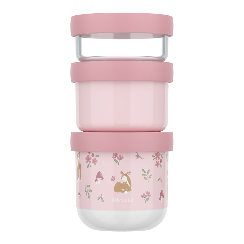 Contenitore porta snack sovrapponibile "Mio - Fairy Garden", confezione assortita 3 pezzi cm Ø8,6x17,9