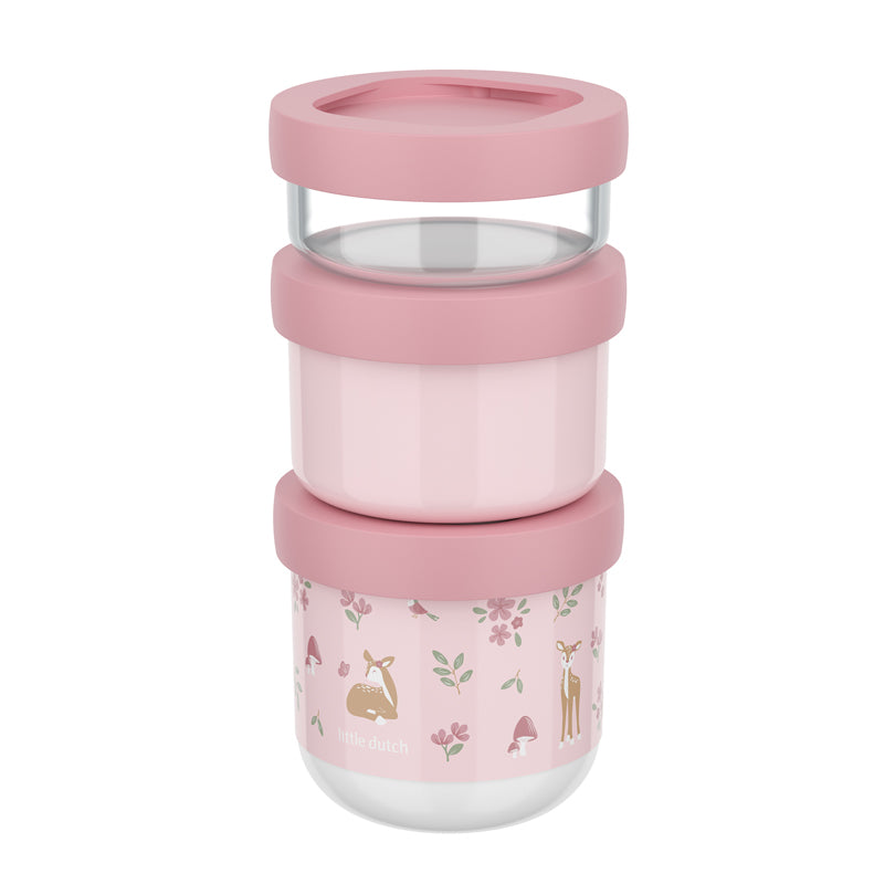 Contenitore porta snack sovrapponibile "Mio - Fairy Garden", confezione assortita 3 pezzi cm Ø8,6x17,9