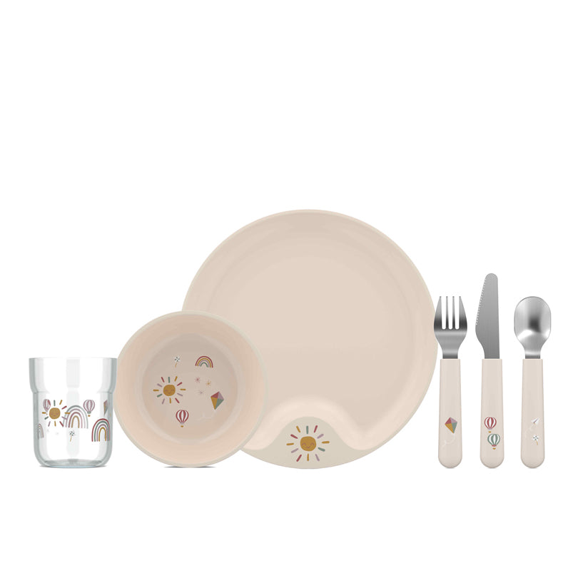 Set di stoviglie per bambini "Mio - Sunshine & Rainbow", confezione 6 pezzi cm 33,5x10,5x22
