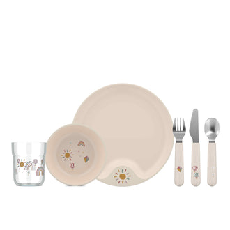 Set di stoviglie per bambini "Mio - Sunshine & Rainbow", confezione 6 pezzi cm 33,5x10,5x22