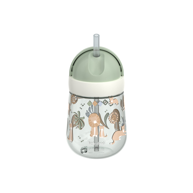 Bicchiere con cannuccia per bambini "Mio - Little Dutch Safari Friends" ml 300/cm Ø8x19,8