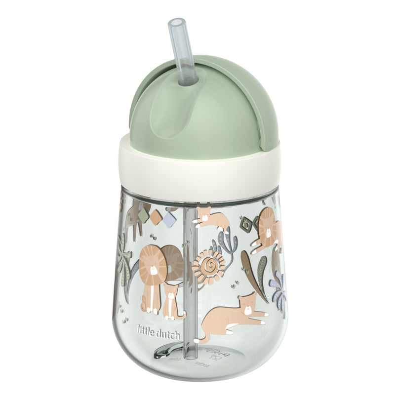 Bicchiere con cannuccia per bambini "Mio - Little Dutch Safari Friends" ml 300/cm Ø8x19,8