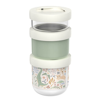 Contenitore porta snack sovrapponibile "Mio - Little Dutch Safari Friends", confezione assortita 3 pezzi cm Ø8,6x17,9