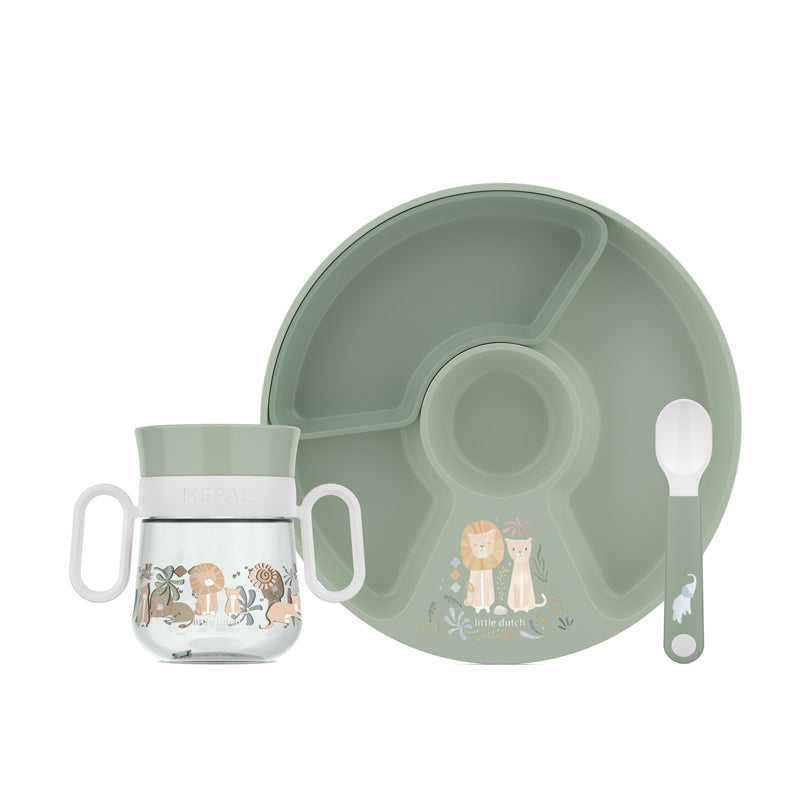 Set pappa per neonati "Mio - Little Dutch Safari Friends", confezione 3 pezzi cm 20,5x20x10,5