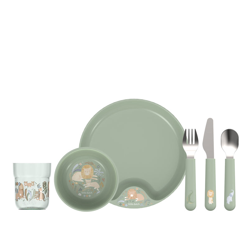 Set di stoviglie per bambini "Mio - Little Dutch Safari Friends", confezione 6 pezzi cm 33,5x10,5x22