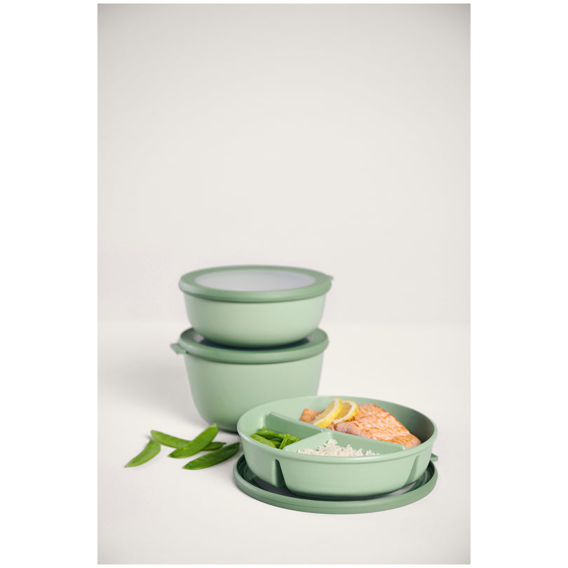Bento Bowl "Cirqula" con 3 scomparti (ml 250 + 250 + 500) cm Ø23x6