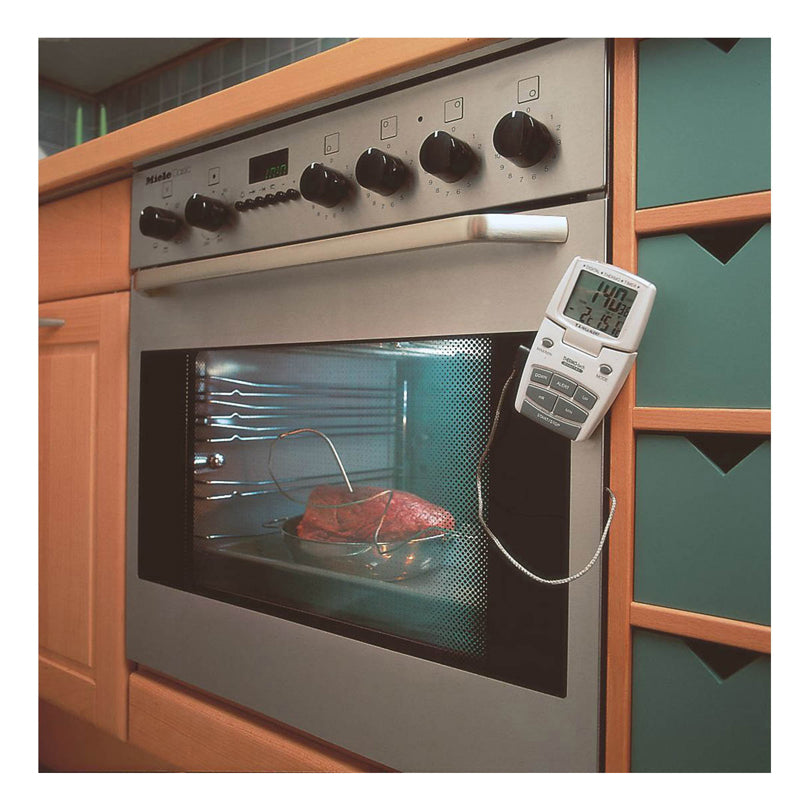 Termometro digitale per arrosti, con sonda in acciaio inossidabile, timer, orologio e cronometro cm 7x2x12