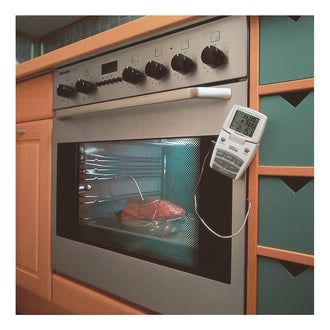 Termometro digitale per arrosti, con sonda in acciaio inossidabile, timer, orologio e cronometro cm 7x2x12