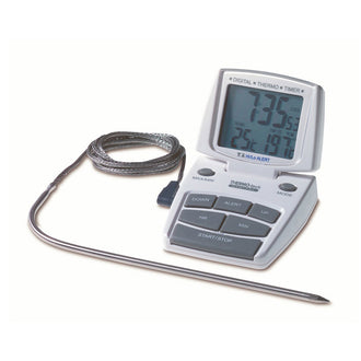 Termometro digitale per arrosti, con sonda in acciaio inossidabile, timer, orologio e cronometro cm 7x2x12