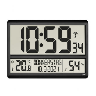 Orologio radiocontrollato digitale XL con igrometro cm 36x2,8x23,5