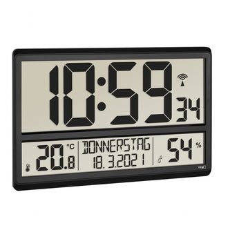 Orologio radiocontrollato digitale XL con igrometro cm 36x2,8x23,5