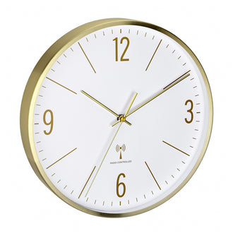 Orologio da parete radiocontrollato analogico con cornice in metallo cm Ø30x4,5