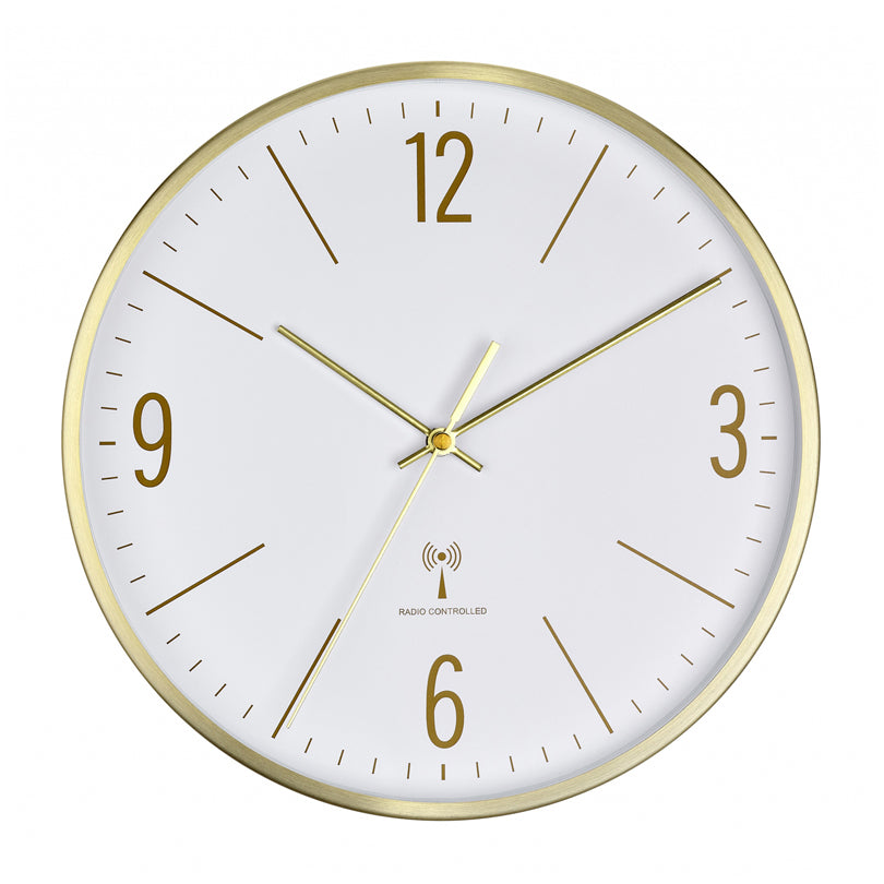 Orologio da parete radiocontrollato analogico con cornice in metallo cm Ø30x4,5