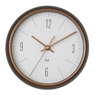 Orologio da parete radiocontrollato analogico con cornice in metallo cm Ø22,3x7