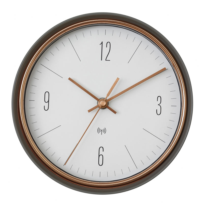 Orologio da parete radiocontrollato analogico con cornice in metallo cm Ø22,3x7