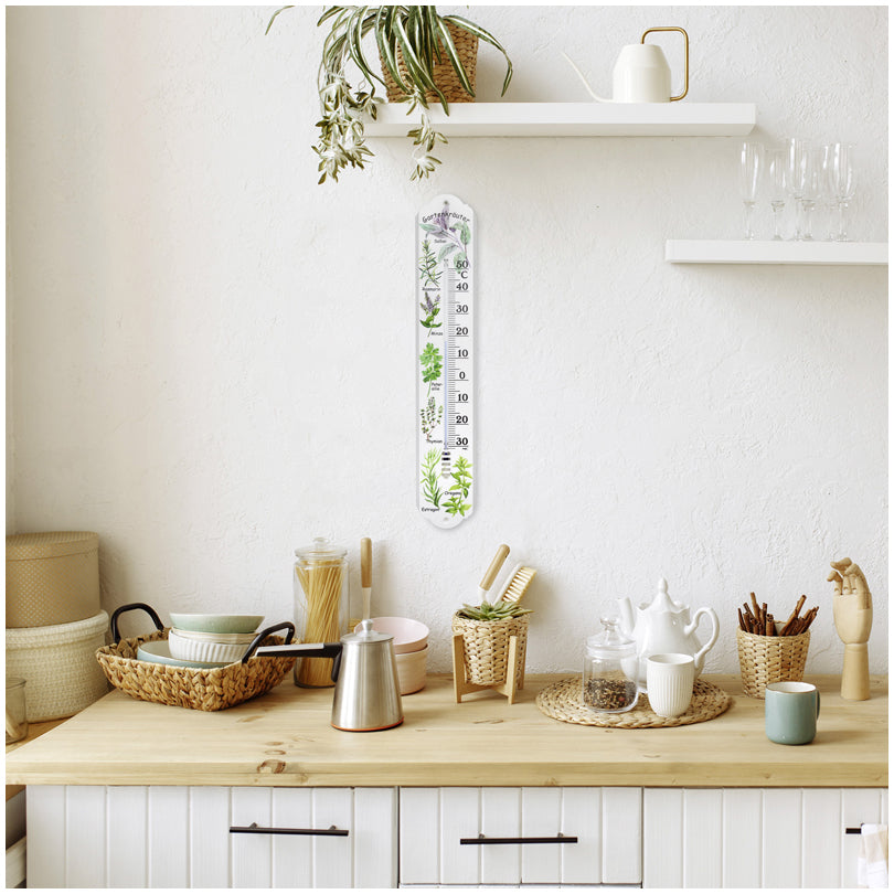 Termometro interno/esterno analogico "Erbe aromatiche", da appendere cm 9,2x50