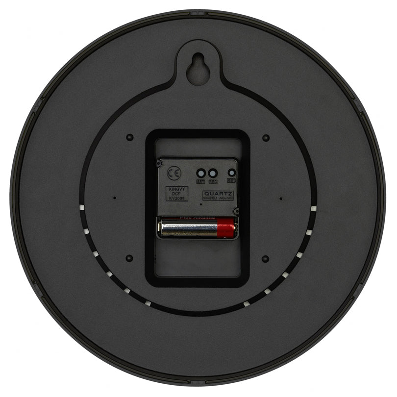 Orologio da parete radiocontrollato analogico con cornice in resina nera cm Ø24,5x4,2